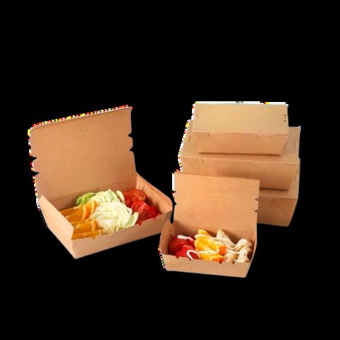 Kraft paper meal boxes and tubs for restaurant takeaway